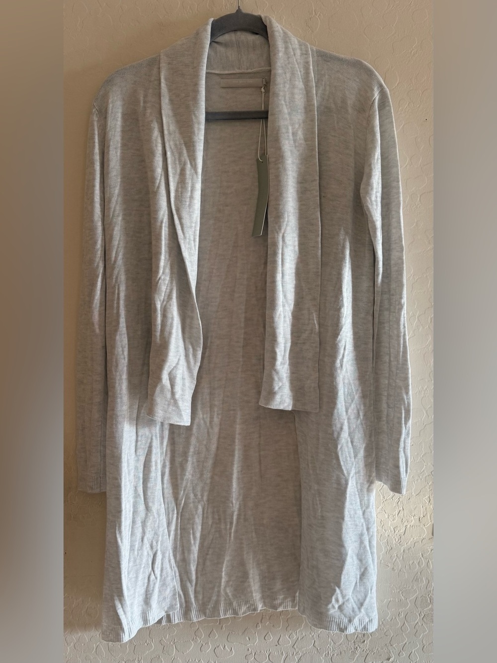 One Grey Day, small, long-sleeve, light heather grey cardigan